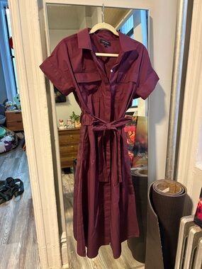 banana republic burnt orange dress Banana Republic Size 2 Burnt Orange Camel Fit Flare Silk Dress R1 GORGEOUS